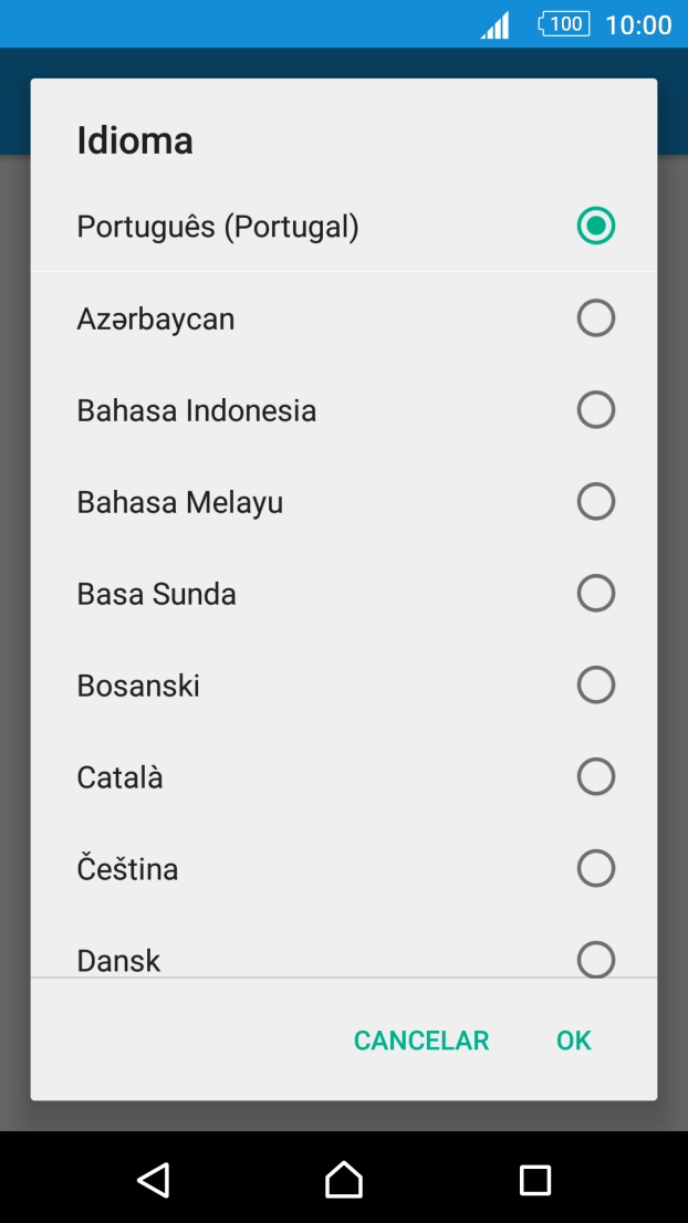 Prima o idioma pretendido.