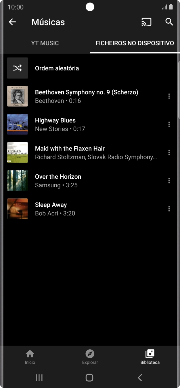 Prima o ficheiro de música pretendido.