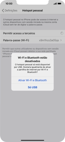 Se o Wi-Fi estiver desativado, prima Ativar Wi-Fi e Bluetooth.