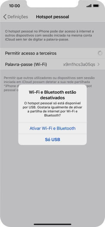 Se o Wi-Fi estiver desativado, prima Ativar Wi-Fi e Bluetooth.