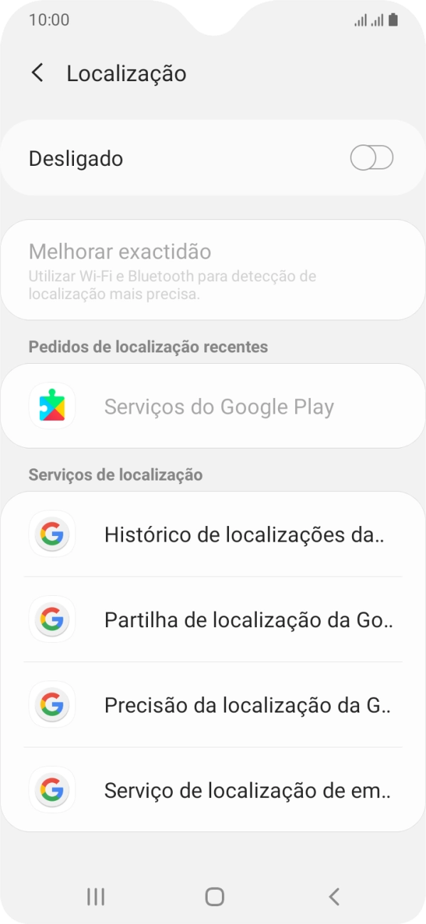 Prima o indicador para ativar ou desativar a função.
