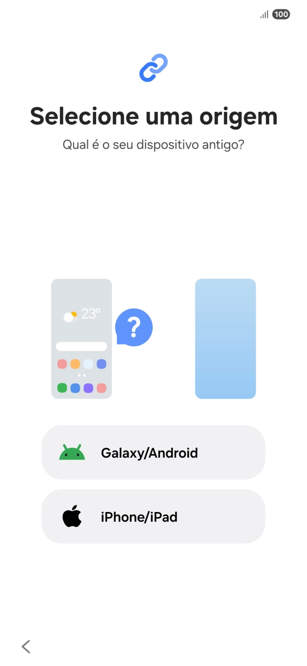 Prima a definição pretendida e siga as indicações no ecrã para transferir conteúdo de outro telefone.
