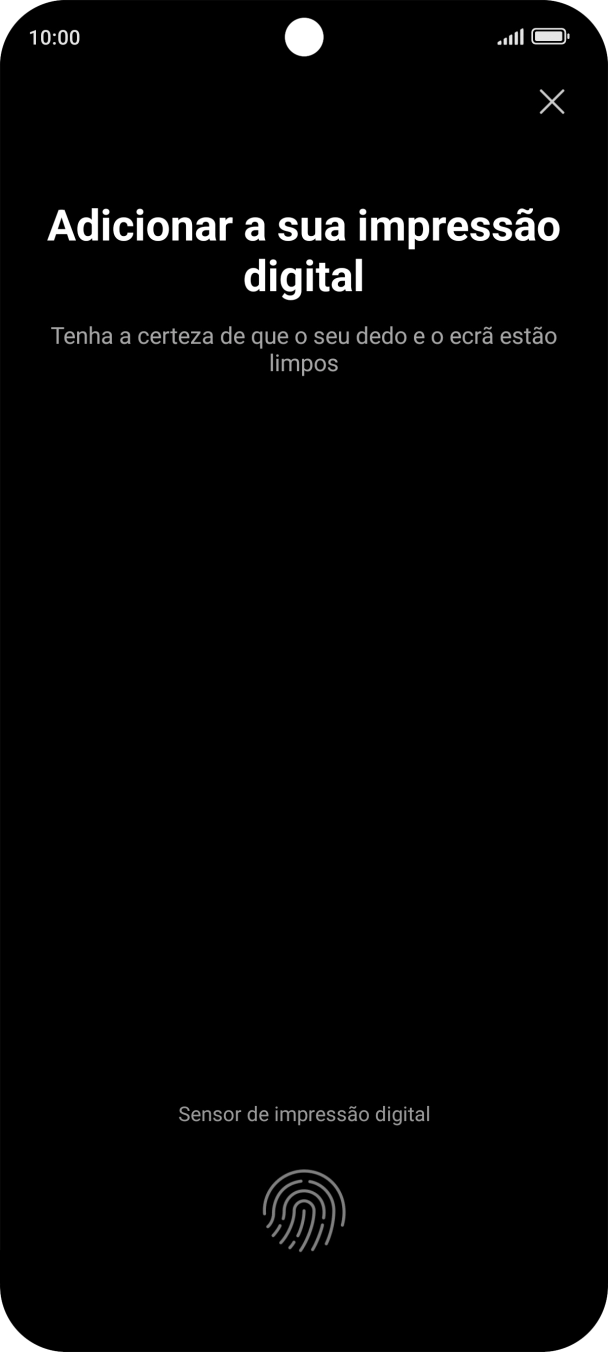 Siga as indicações no ecrã para definir a impressão digital como código de bloqueio.