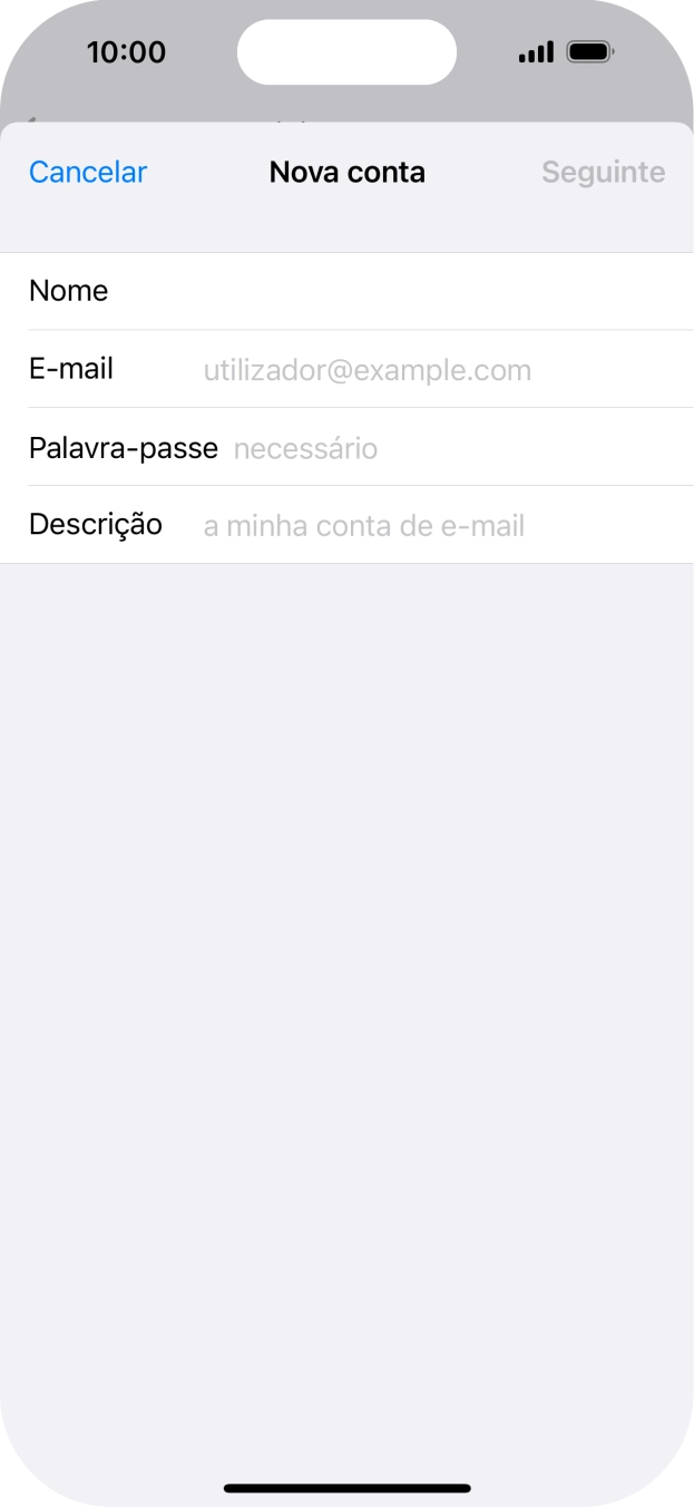 Prima E-mail e introduza o seu endereço de e-mail Vodafone.