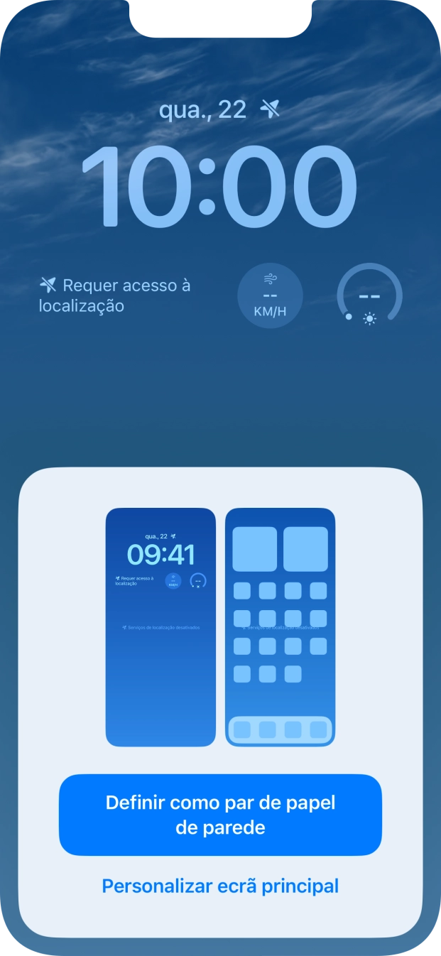Se pretender utilizar o mesmo esquema de cores para o ecrã principal, prima Definir como par de papel de parede.