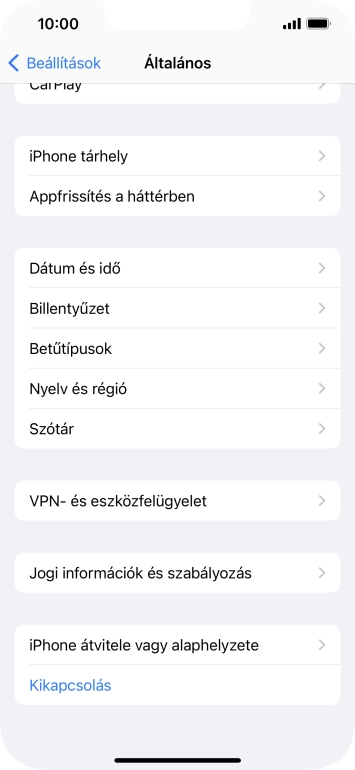 Válaszd az „iPhone átvitele vagy alaphelyzete” lehetőséget.