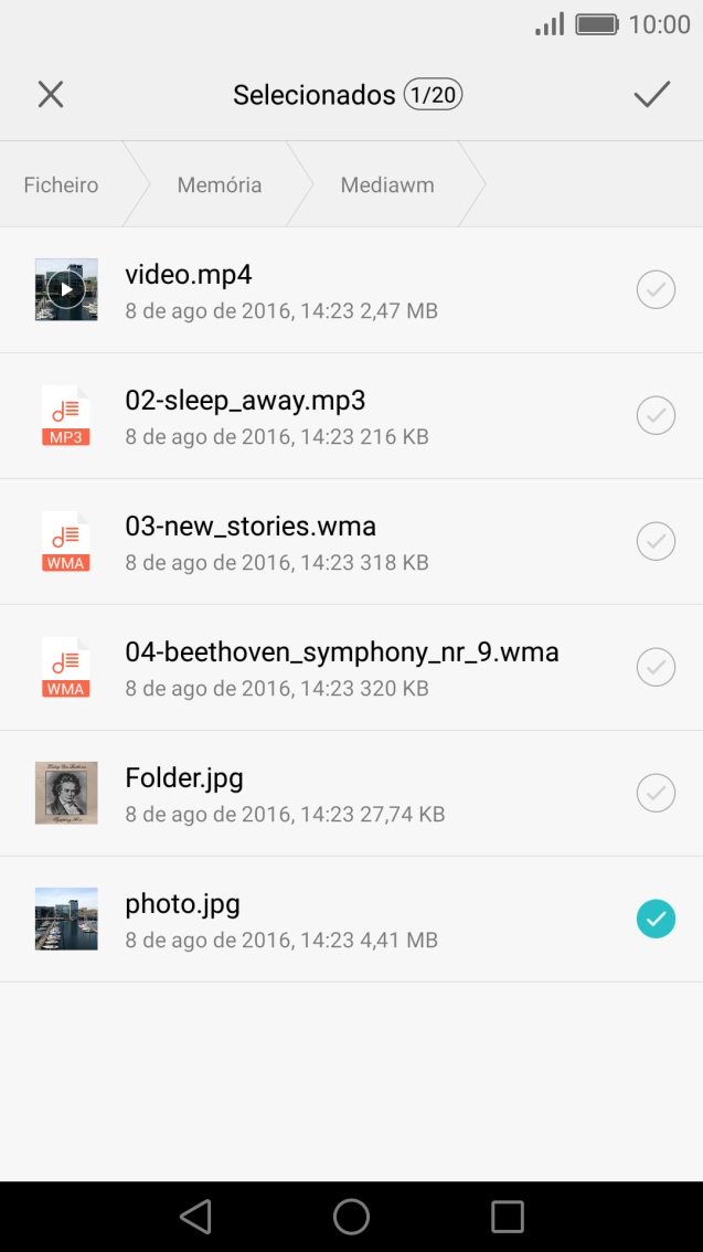 Prima o ícone para aceitar.