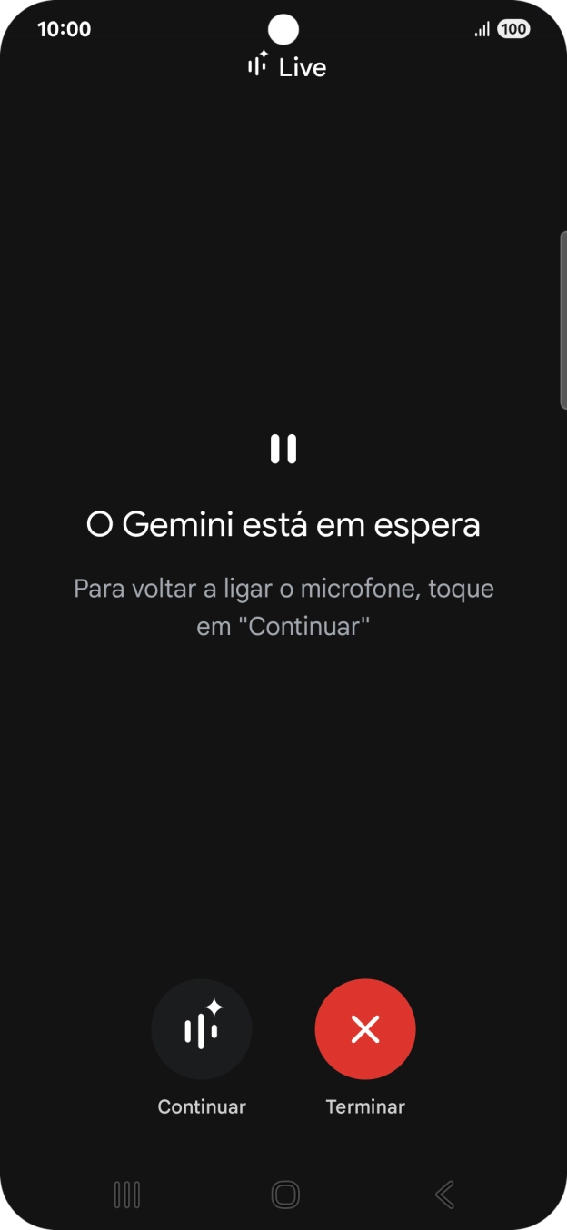 Para reiniciar a conversa, prima Continuar.