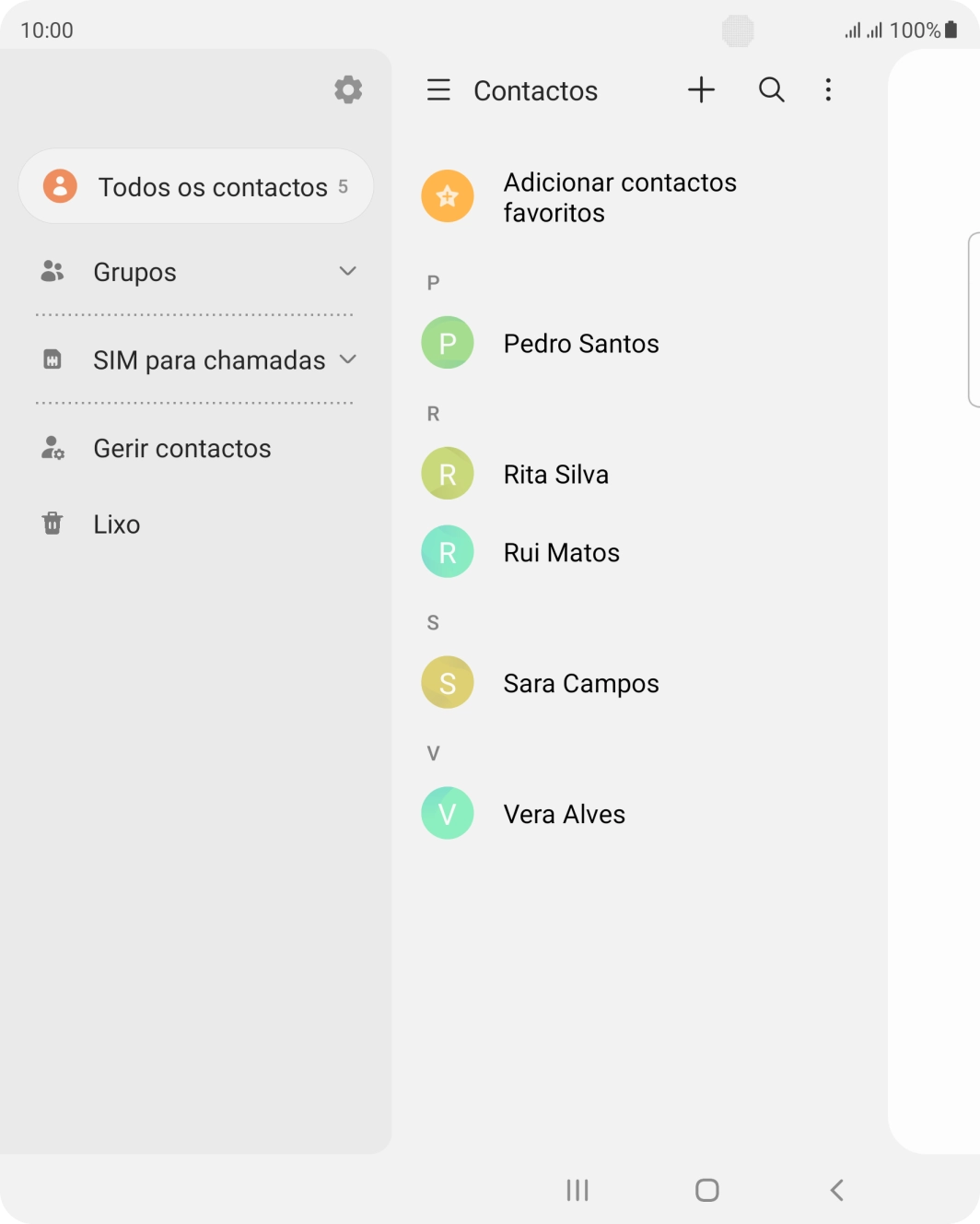 Prima Gerir contactos.