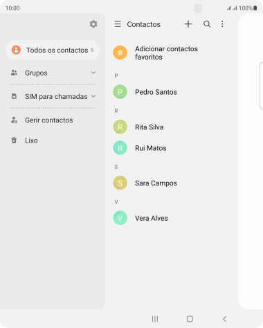 Prima Gerir contactos.