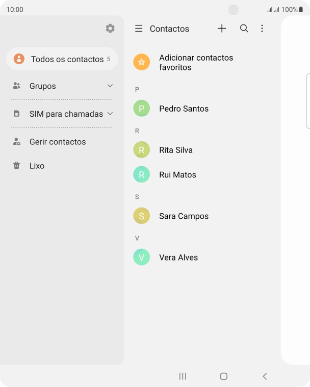 Prima Gerir contactos.
