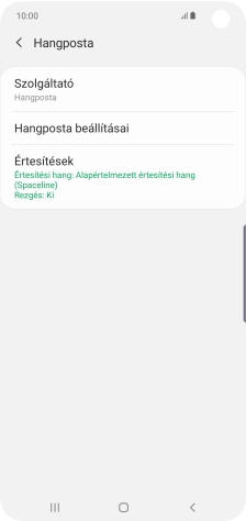 Válaszd a Hangposta beállításai lehetőséget.