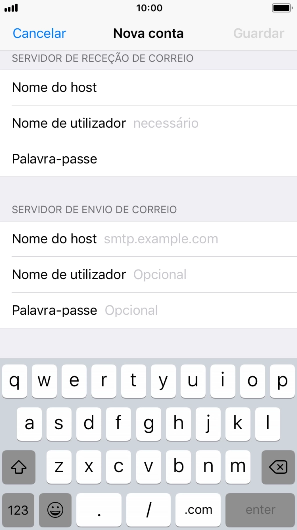 Prima Nome de utilizador e introduza o nome de utilizador da sua conta de e-mail.