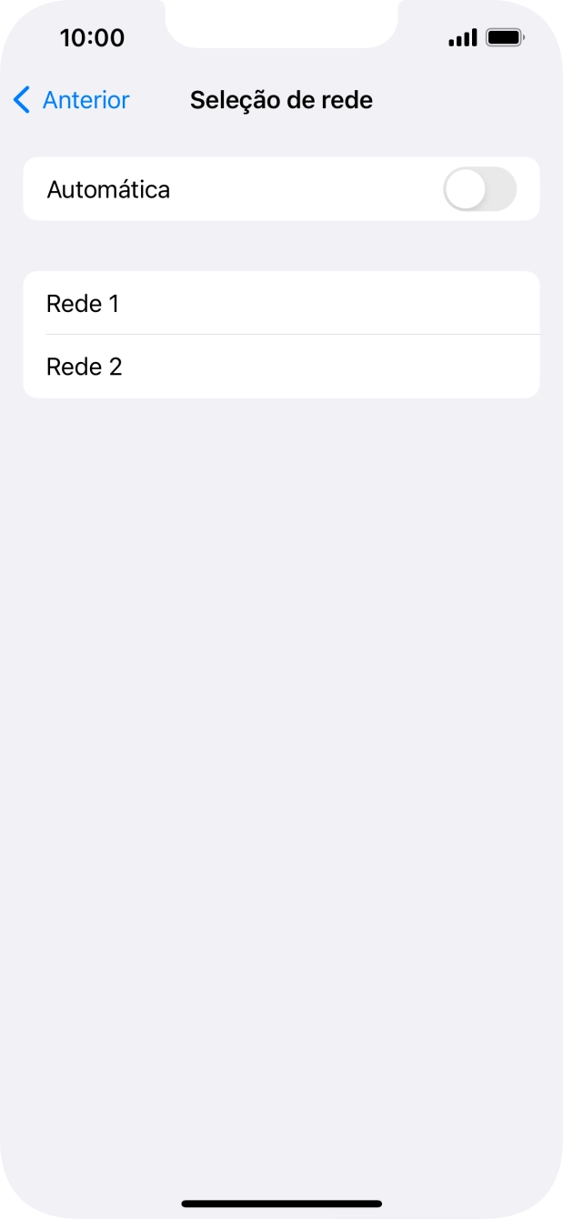 Se desativar a função, prima a rede pretendida.
