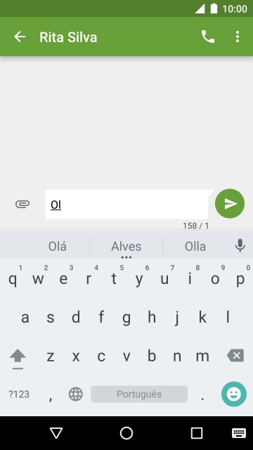 As palavras sugeridas são mostradas no ecrã enquanto escreve. Prima  a palavra pretendida durante uns instantes para ver mais sugestões de palavras.