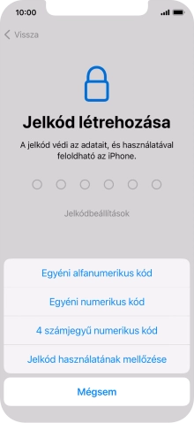 A képernyőzár használatának bekapcsolásához kövesd a képernyőn megjelenő utasításokat, vagy válaszd a Jelkód használatának mellőzése lehetőséget.