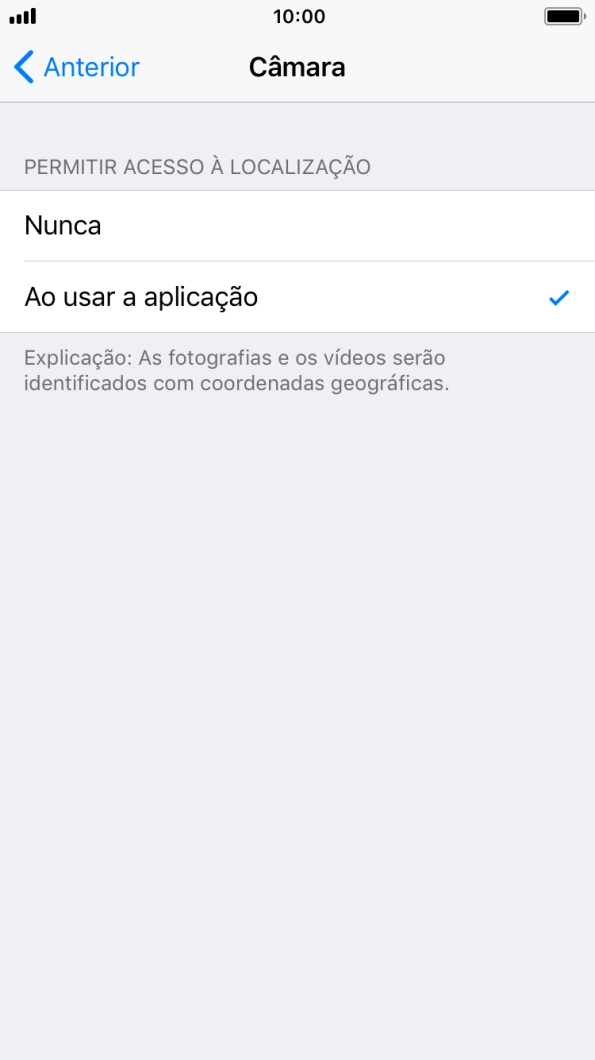Prima a definição pretendida para ativar ou desativar a função.