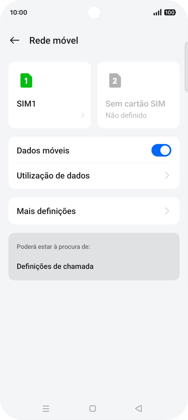 Prima o nome do cartão SIM.