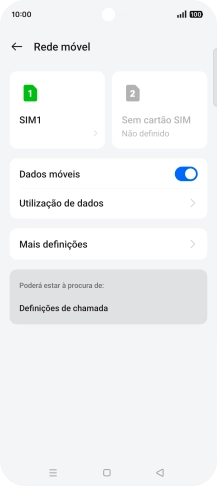 Prima o nome do cartão SIM.