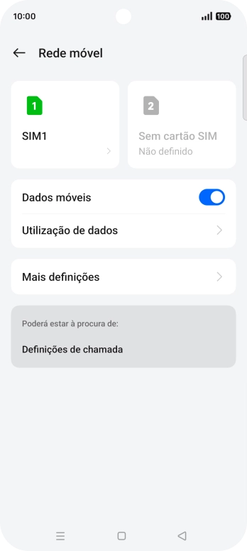 Prima o nome do cartão SIM.
