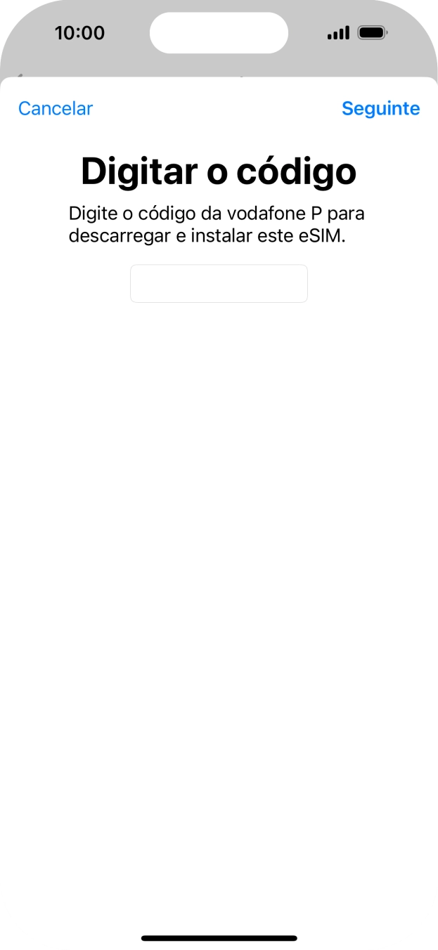 Introduza o código de confirmação enviado e prima Seguinte.