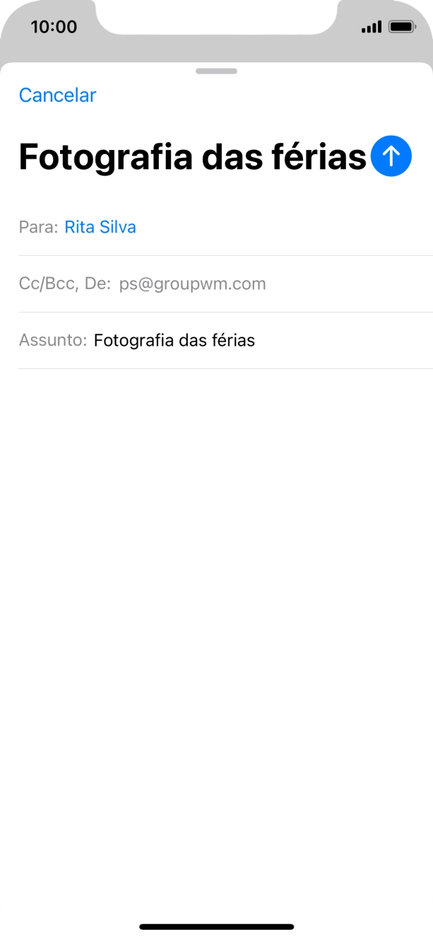 Prima o campo de escrita e escreva o texto do e-mail.