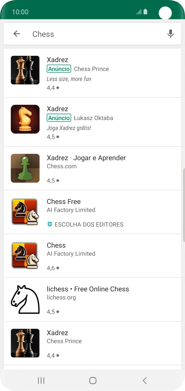 Prima a app pretendida.