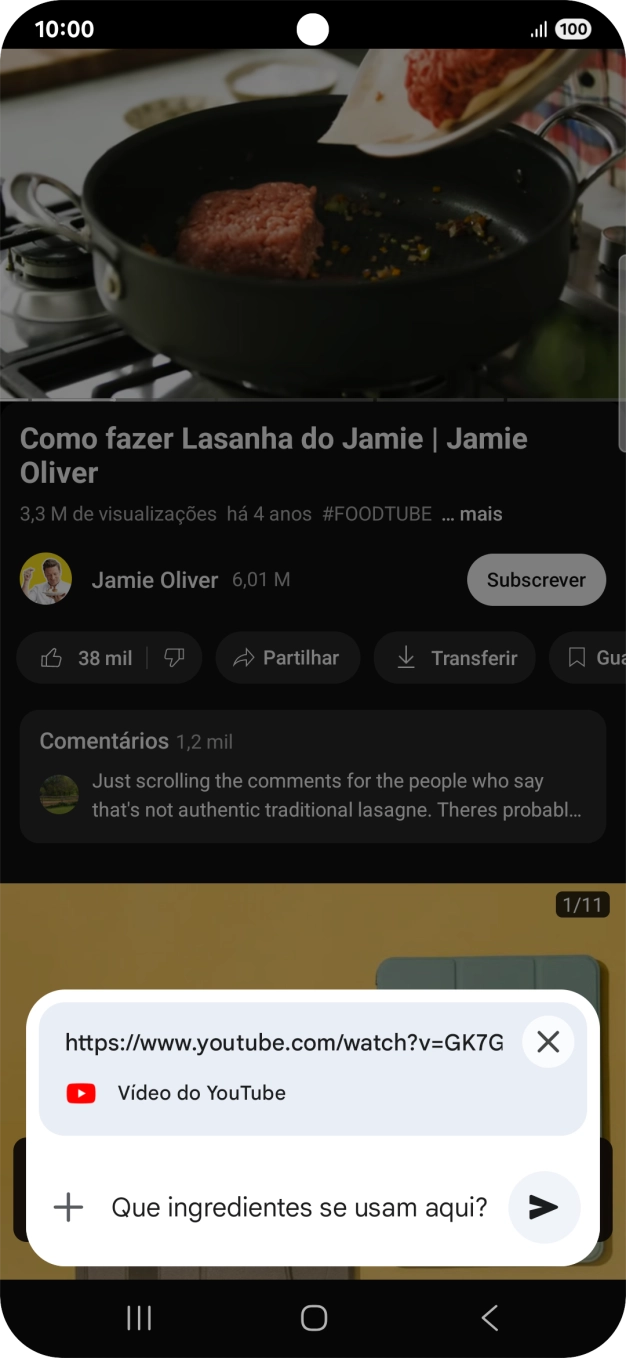 Siga as indicações no ecrã para escrever ou ditar a pergunta pretendida para o vídeo.