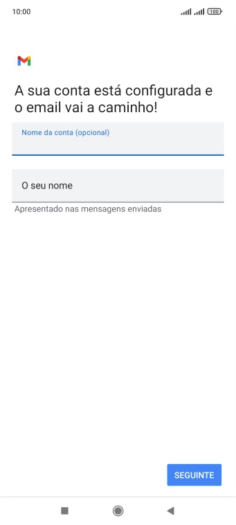Prima O seu nome e introduza o nome do remetente pretendido.
