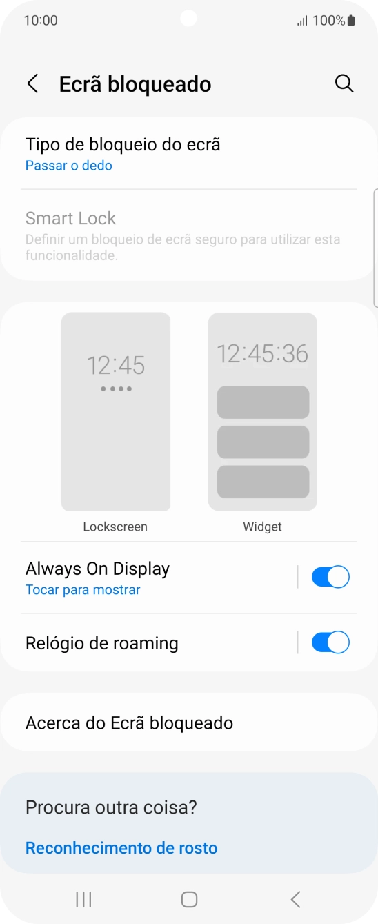 Prima Tipo de bloqueio do ecrã.