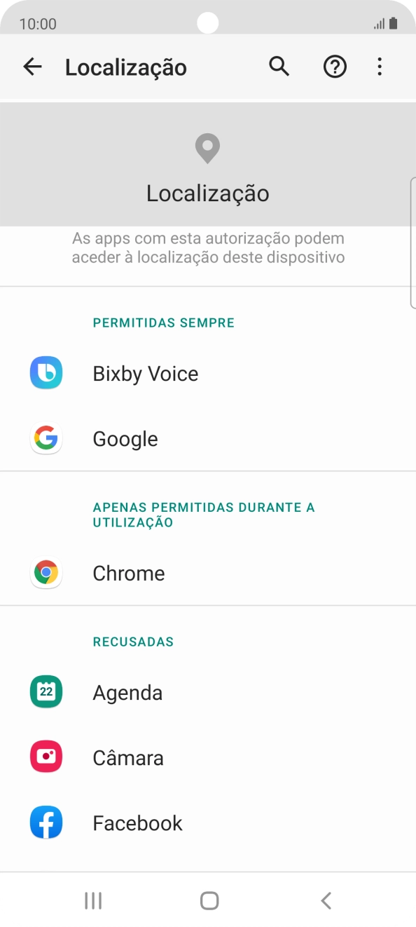 Prima a app pretendida.