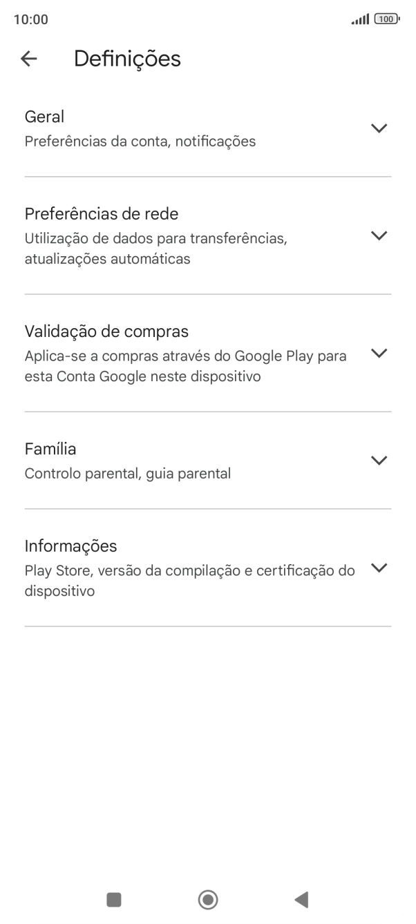 Prima Preferências de rede.