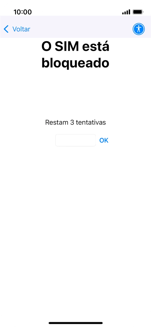 Se o cartão SIM estiver bloqueado, deve introduzir o código PIN e premir OK.