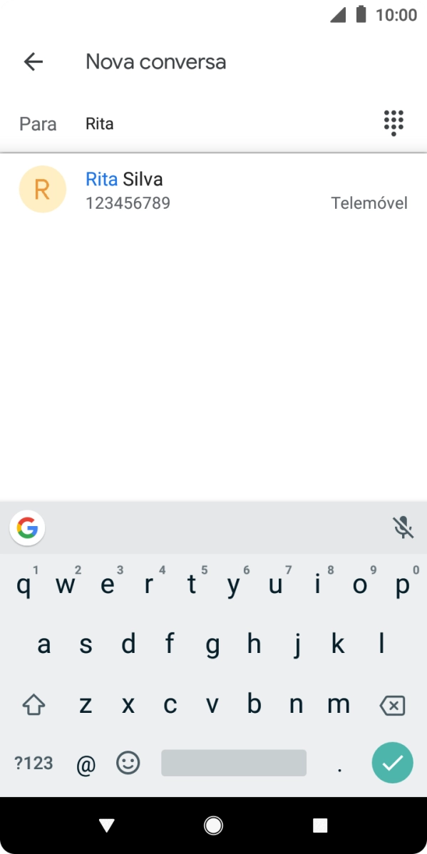 Prima o contacto pretendido.