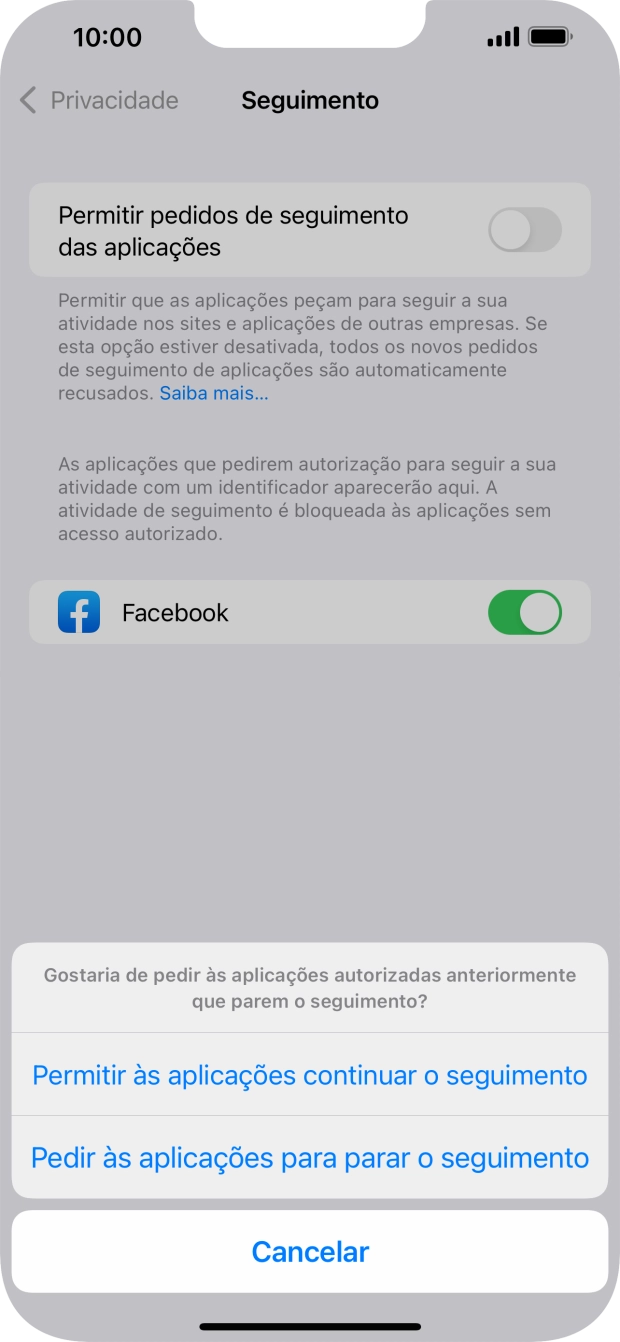 Se desativar a função, prima a definição pretendida.