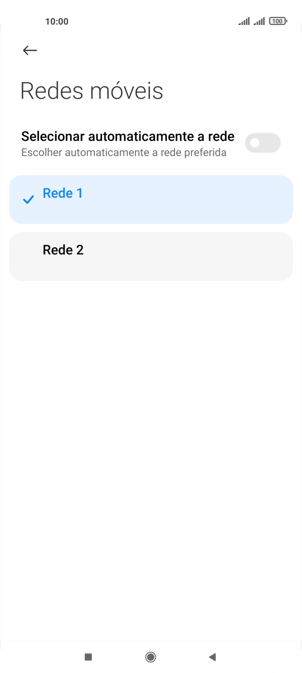 Prima a rede pretendida.