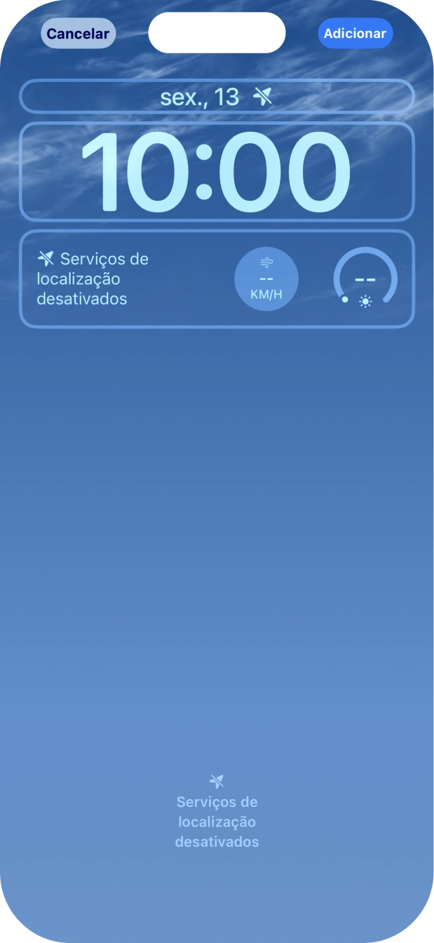 Se pretender personalizar a visualização da data no ecrã de bloqueio, prima o widget de data e siga as indicações no ecrã para escolher a visualização pretendida para o widget.
