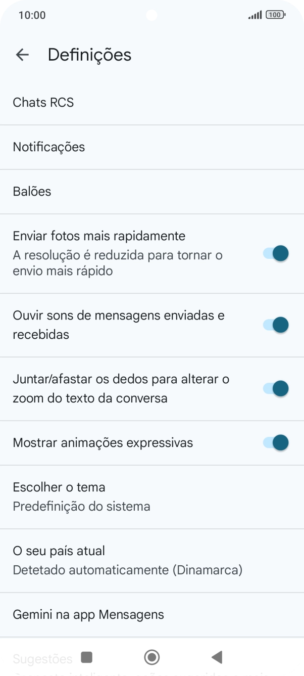 Prima Gemini na app Mensagens.