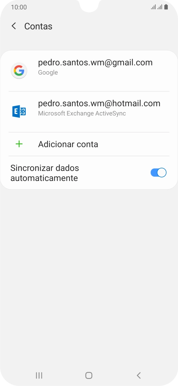 Se o ecrã mostrar esta imagem, a sua conta foi identificada e configurada automaticamente. Siga as indicações no ecrã para introduzir informações adicionais e concluir a configuração.