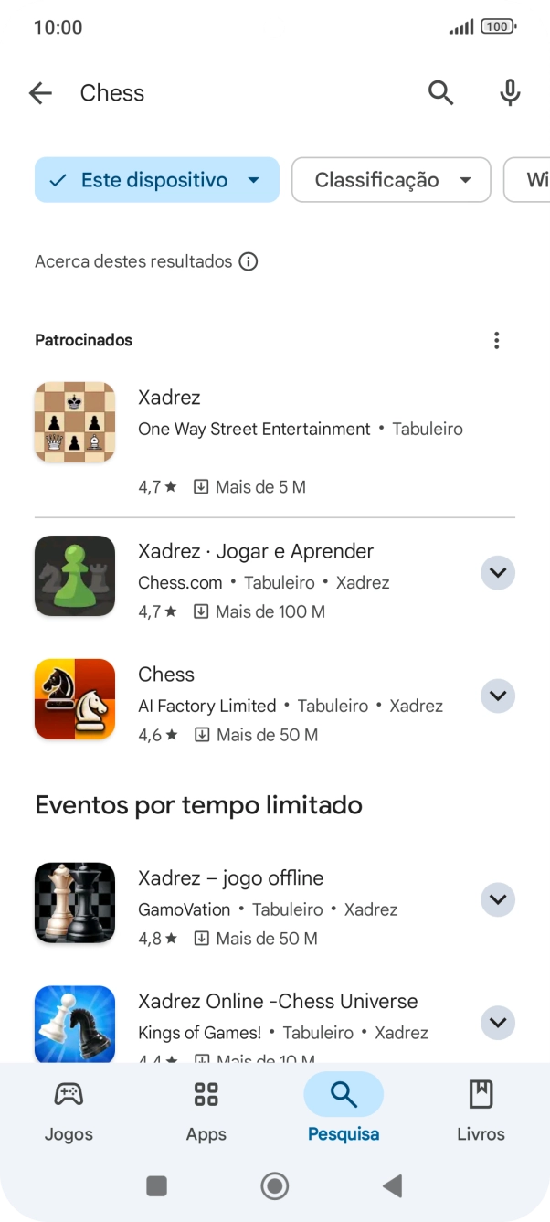 Prima a app pretendida.