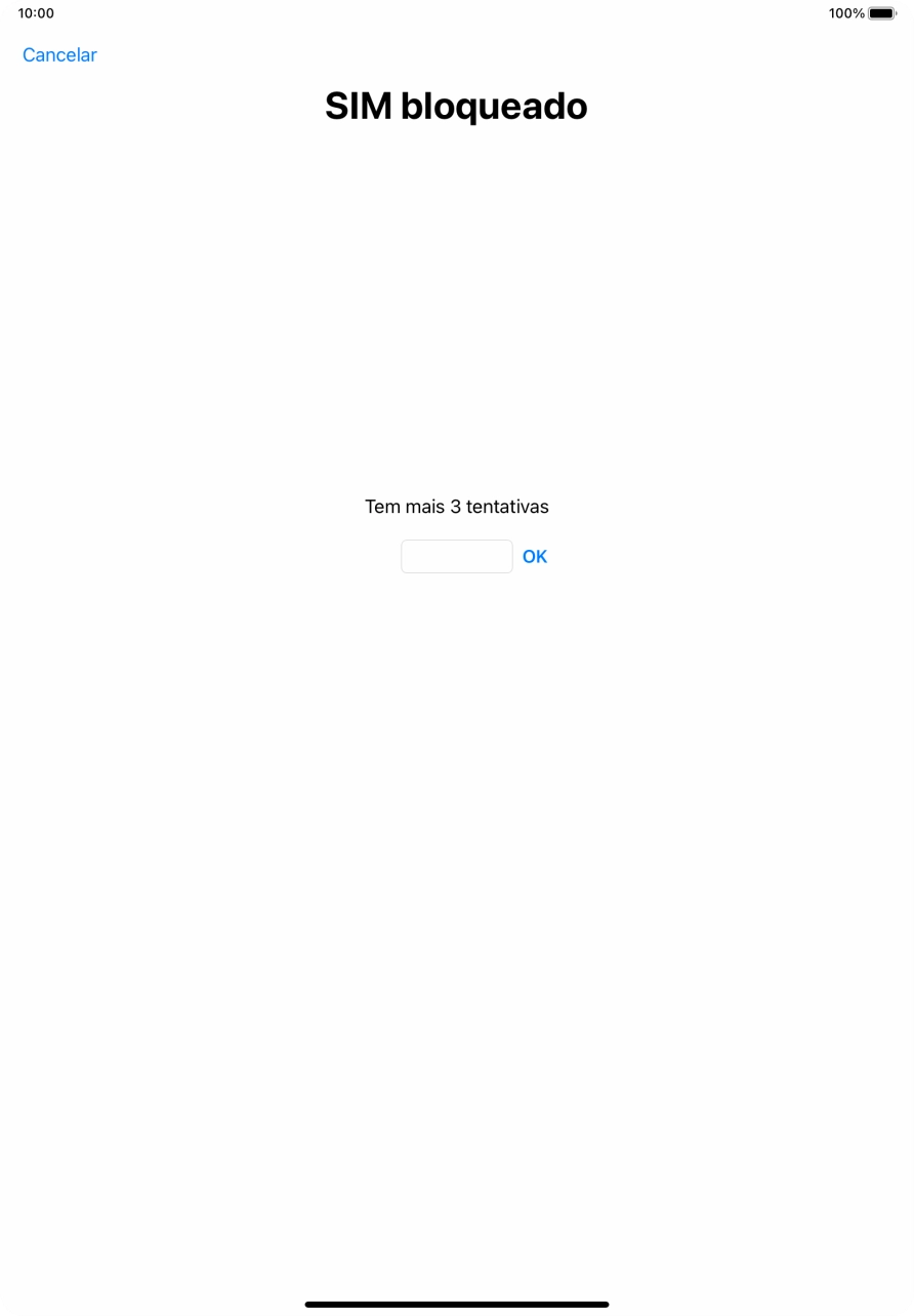 Se o cartão SIM estiver bloqueado, deve introduzir o código PIN e premir OK.