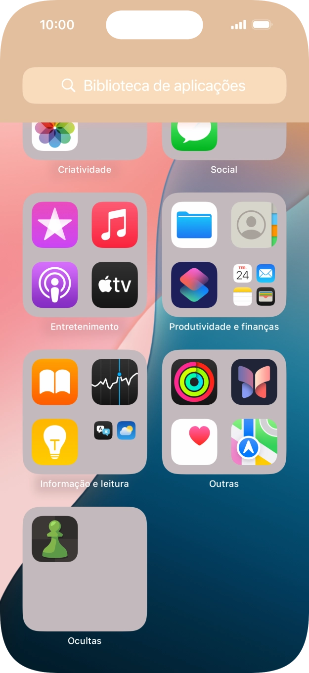 Mantenha premida por um momento a app pretendida.