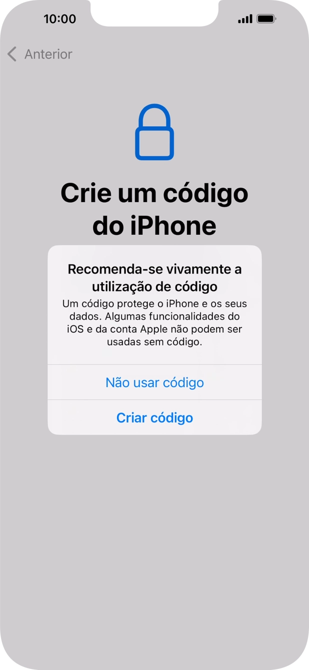 Se desativar a função, prima Não usar código.