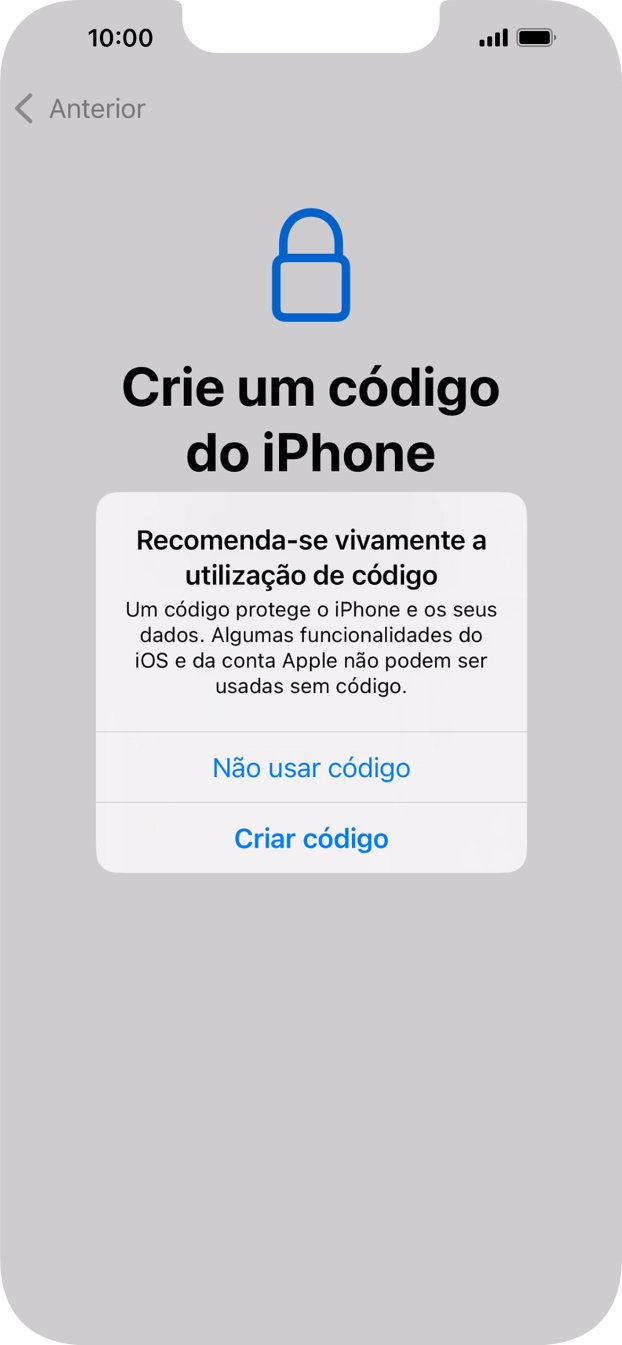 Se desativar a função, prima Não usar código.