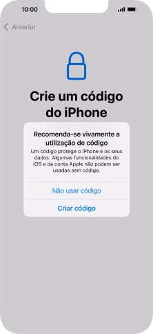 Se desativar a função, prima Não usar código. Se desativar a função, prima Não usar código.