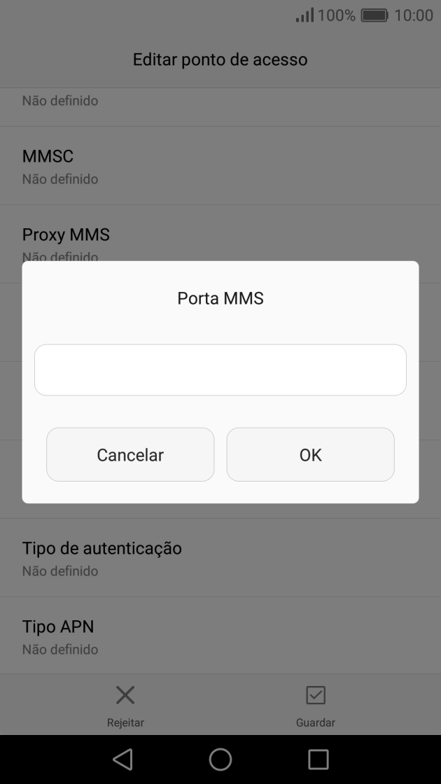 Introduza 80 e prima OK.