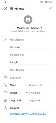 Kattints a Telefonszám mezőre, és írd be a kívánt telefonszámot.