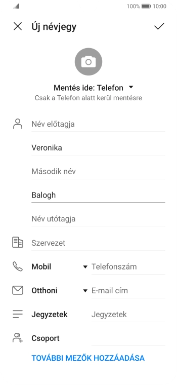 Kattints a Telefonszám mezőre, és írd be a kívánt telefonszámot.