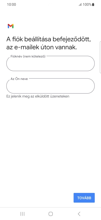 Kattints a „Fióknév (nem kötelező)” alatti mezőre, és írd be az e-mail-fiók kívánt nevét.