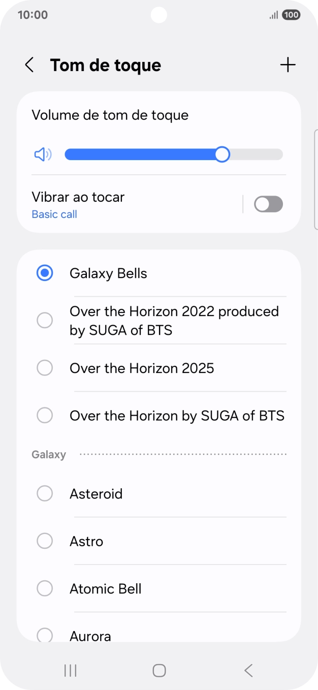 Prima os tons de toque pretendidos para os ouvir.